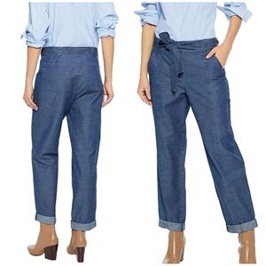 A.P.C. Belted Chambray Straight Leg Trouser Pant 8​​​​​